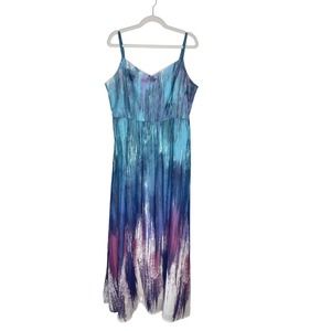 Modcloth Maxi Watercolor Painted Spaghetti Strap Dress size XL